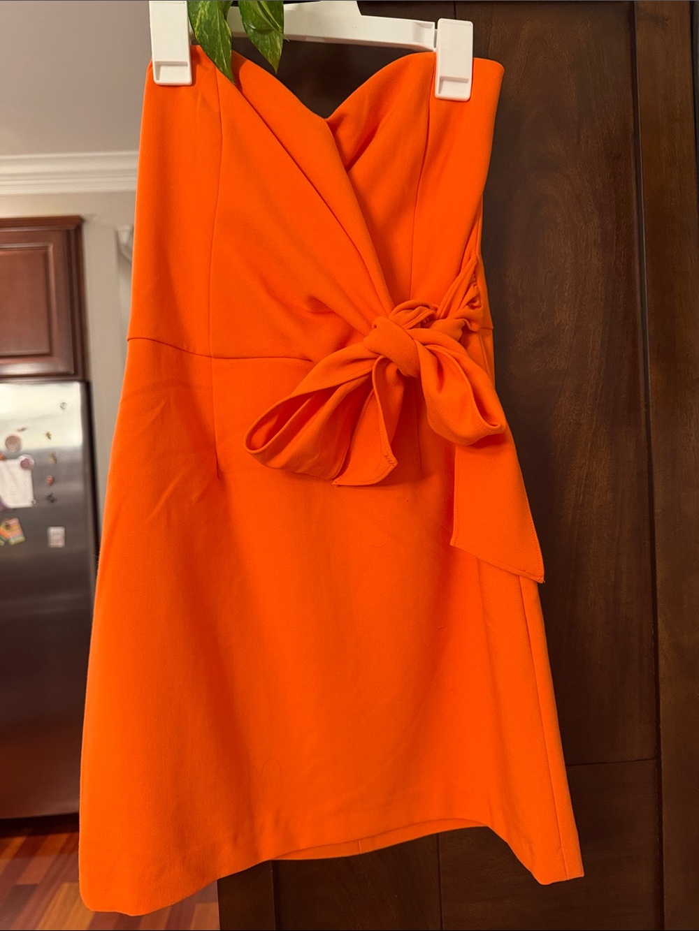 French Connection Bright Orange Strapless Dress with Side Knot